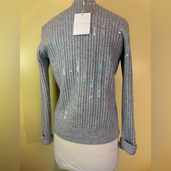 Endless Rose Silver Button-Up Cardigan. Iridescent sequins - Picture 2 of 10